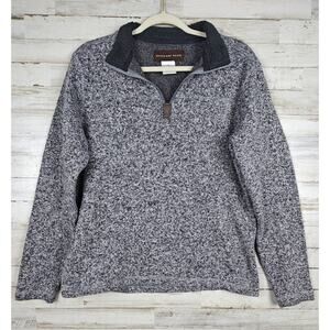 Woodland Trail Gray Knitted Sweater Mens Sz M Fleece Lined 1/4 Zip Pull